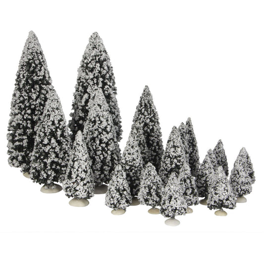 LuVille Kerstdorp Dennenbomen met Sneeuw - 21 Stuks