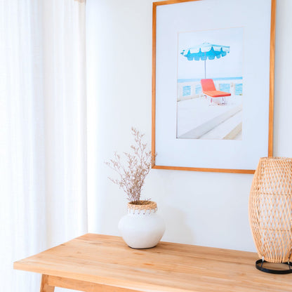 TUBAN Witte Designvaas - Klei Rotan Ø23cm Klein