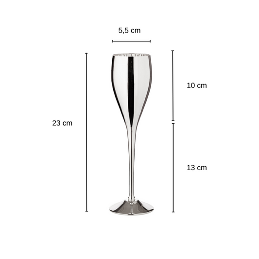 EDZARD Luxe Verzilverde Champagne Fluiten Dodo - Set van 2 | 23cm