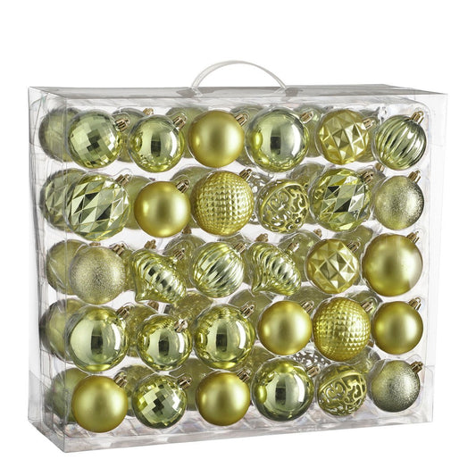 Luxe Kerstballenset Lichtgroen - 60 Onbreekbare Kerstballen