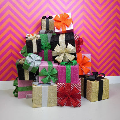 LED Kerstcadeaus Decoratie Roze-Groen - Set van 3 Stuks