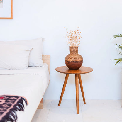 KAMARI Rotan Vaas Bruin - Hout Geweven Ø22cm