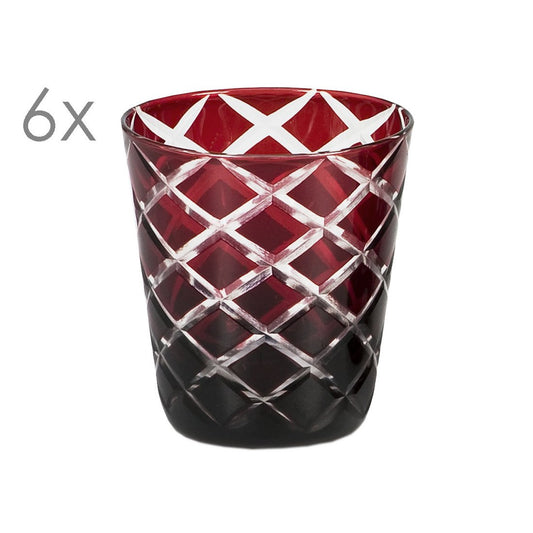 EDZARD Luxe Kristallen Glazen Dio Rood - Set van 6 | Handgeslepen