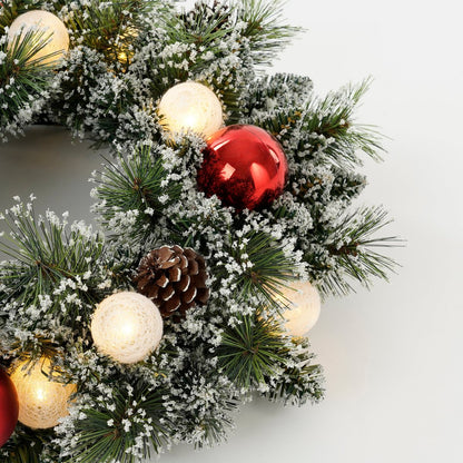 Kaprun Kerstkrans - LED Verlichting Ø45cm Frosted Rood Accent