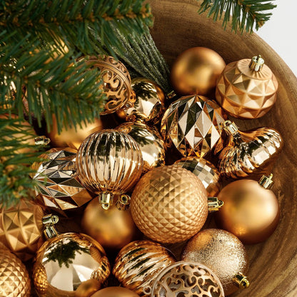 Luxe Kerstballenset Koper - 60 Onbreekbare Kerstballen