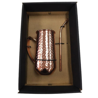 Luxe Cocktailglas met Koperen Rietje | Vintage Barware Set