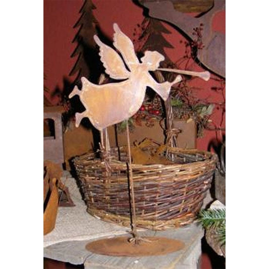 Kerstengel met Trompet - Patina Decoratie Figuur Vintage