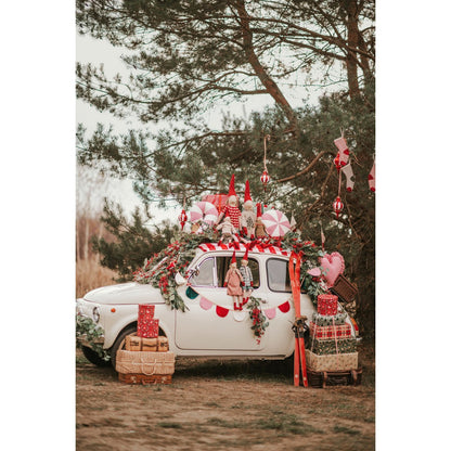 Kerst Patchwork Kussen Rood Geruit - Lollipop Vorm