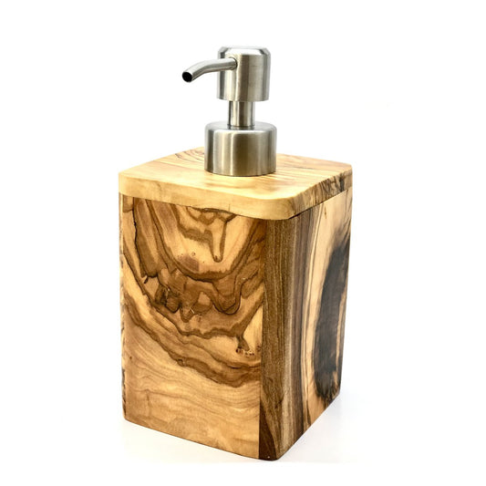 ENJOY Luxe Zeepdispenser - Olijfhout met RVS Pomp