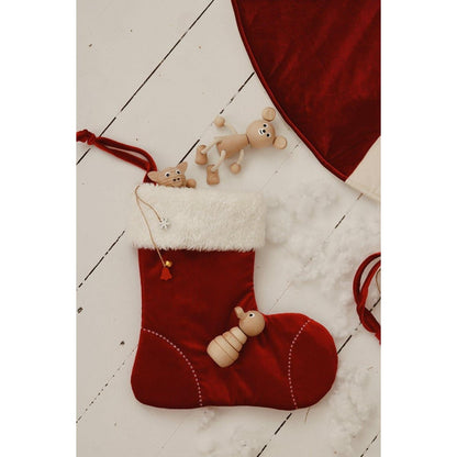 Kerst Familiekous Red Candy - Velours met Bont - 38 cm
