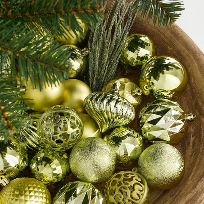 Luxe Kerstballenset Lichtgroen - 60 Onbreekbare Kerstballen