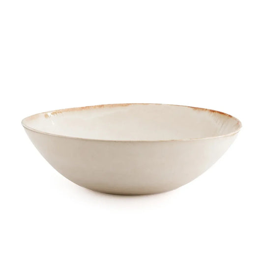 Elegante Cascais Serveerschaal Medium | Wit-Goud Portugees Keramiek