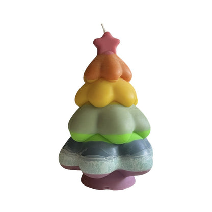 Gelaagde Kerstboom Geurkaars - Sfeervolle Kerstdecoratie