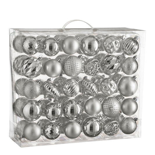 Onbreekbare Kerstballen Zilver - Set van 60 Stuks - Ø7 cm