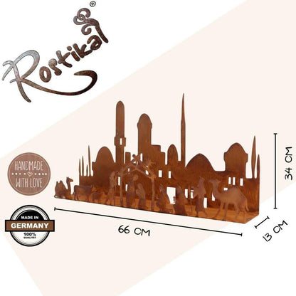 Metalen Kerststal Kaarshouder Roest - Twee Maten