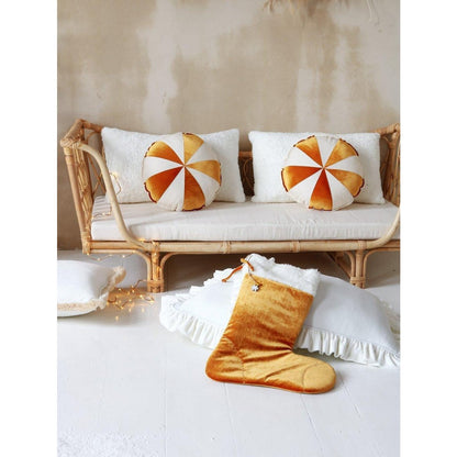 Kerst Familiekous Gold Candy - Velours met Bont - 38 cm