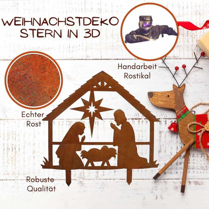 Metalen Kerststal Roest - Decoratieve Kerstdecoratie