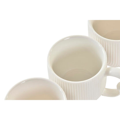 DKD Espressokopjes Set 6-delig met Schoteltjes - Porselein Wit/Naturel