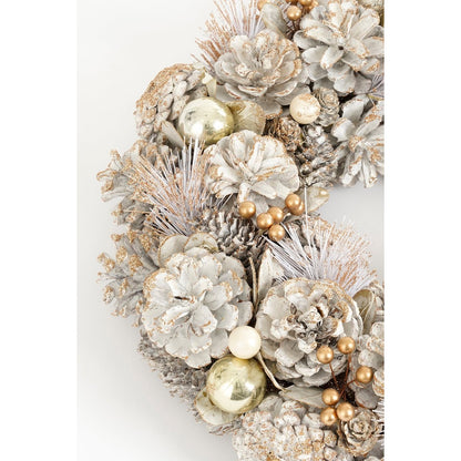 Hanley Kerstkrans Wit met Dennenappels - Ø34 cm