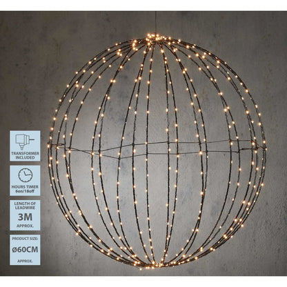 Kerstverlichting Bal Zwart - Ø60cm Warm Witte LED XL Outdoor