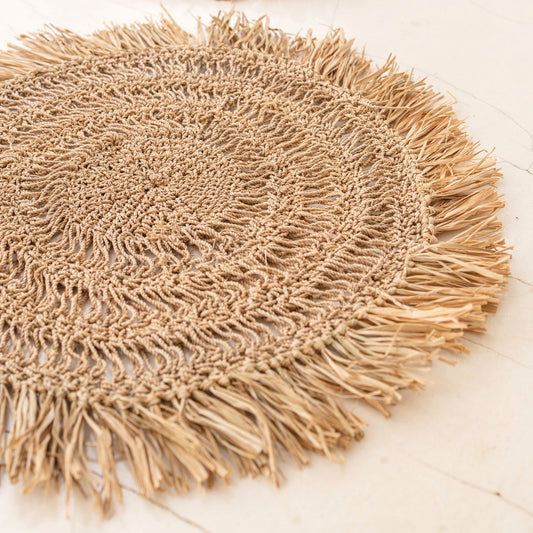Waisai Raffia Placemat - Ronde Boho Elegantie voor Nederlandse Tafels
