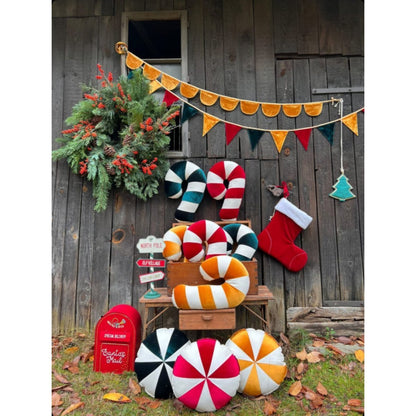 Kerst Patchwork Kussen Rood - Red Lollipop Vorm