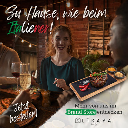 Pizza-bord/pizzaplaat 'Mario' 2 set ronde met pizza-snijder [⌀35 cm lang] gemaakt van FSC®-gecertificeerd Acacia Wood