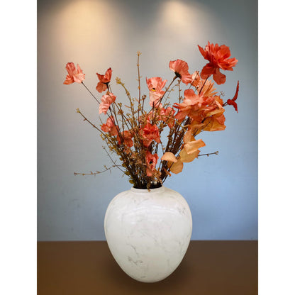 Vintage Zijden Bloemstuk - Amerikaans Porseleinen Gemberpot