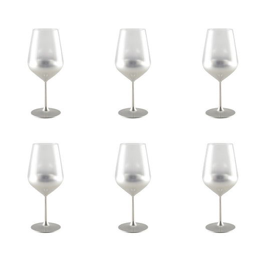 Luxe Glow Zilveren Wijnglazen Set - 6 Stuks | Elegante Rand