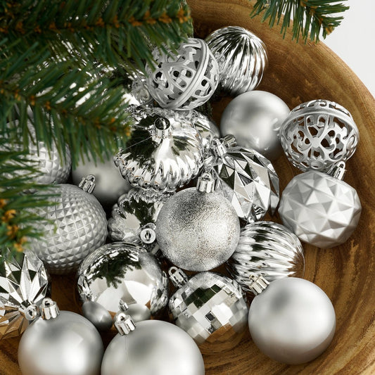 Onbreekbare Kerstballen Zilver - Set van 60 Stuks - Ø7 cm