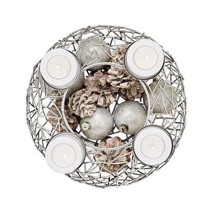 EDZARD Adventskrans Milano - Roestvrij Staal Vernikkeld Ø28 cm