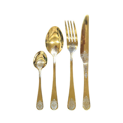 Gouden Arabesk Bestekset 24-delig - Oosterse Luxe met Briljante Afwerking