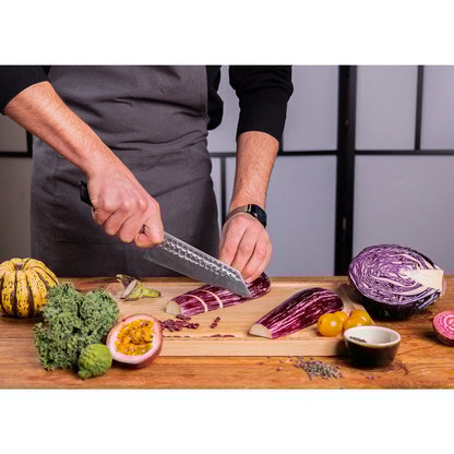 Bunka Santoku Mes - Japanse Precisie met Bamboe Elegantie