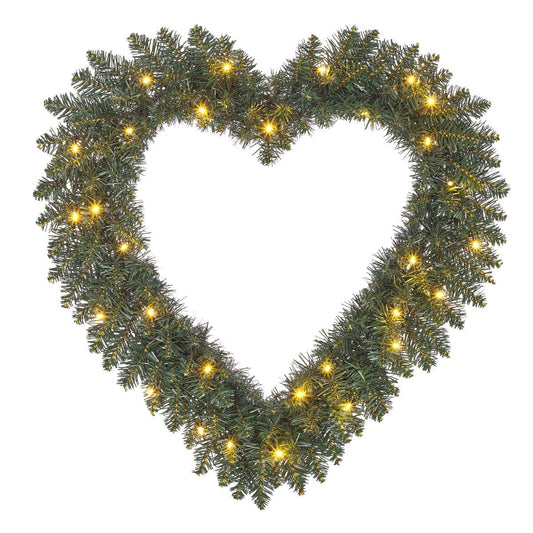 Hartvormige Kerstkrans - LED Verlichting Ø60cm