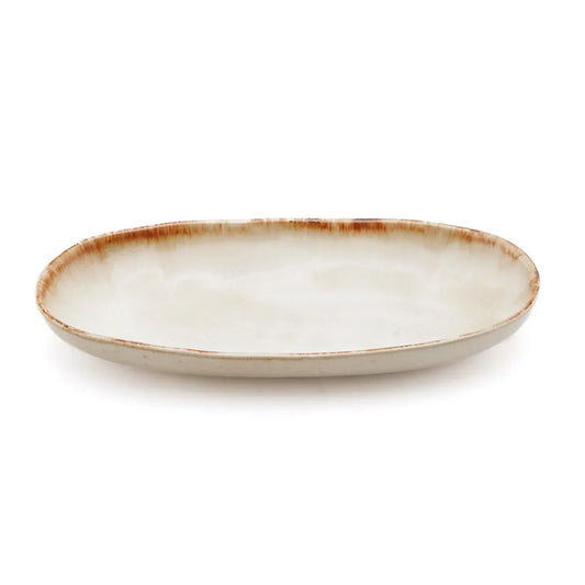 Elegante Cascais Ovale Borden Medium | Set van 6 Stuks Wit-Goud