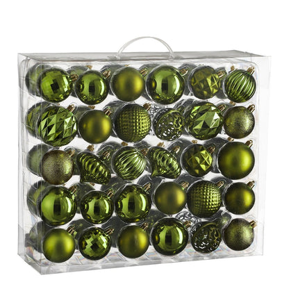 Luxe Kerstballenset Donkergroen - 60 Onbreekbare Kerstballen