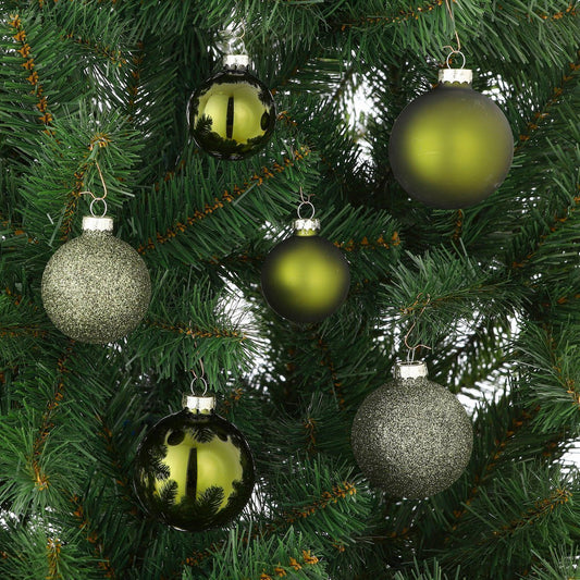 Kerstballen Set Donkergroen - 42 Stuks Glas Ø7cm Natuurlijk