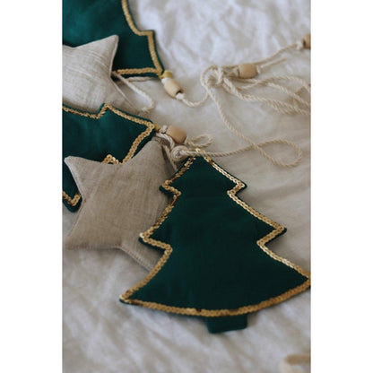 Katoenen Kerstslinger Groene Kerstbomen - Linnen Garland