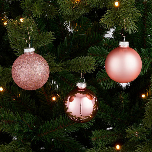 Kerstballen Set Roze - 26 Stuks Glas Ø7cm Romantisch & Modern