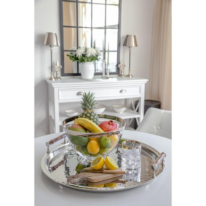 Holly Kristal Decoratieschaal - Handgeblazen met Platina Rand 30cm