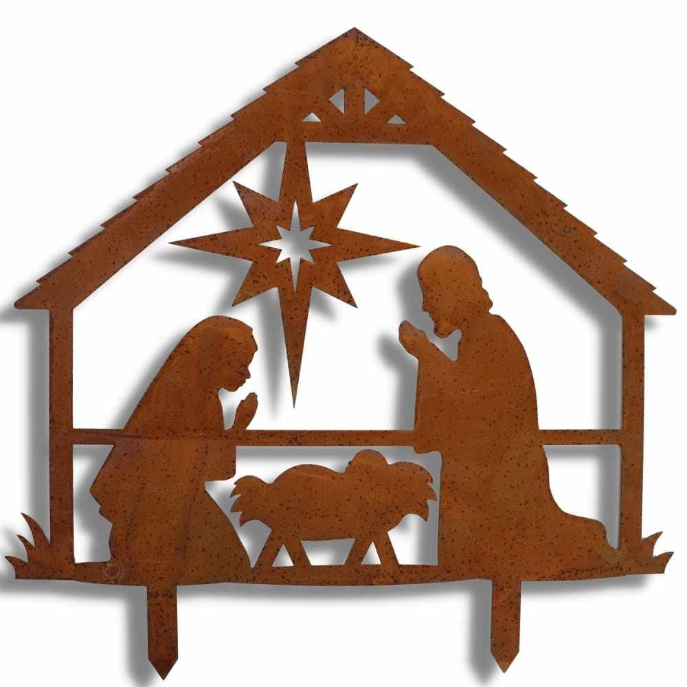 Metalen Kerststal Roest - Decoratieve Kerstdecoratie