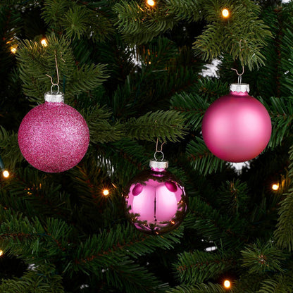 Kerstballen Set Fuchsia - 42 Stuks Glas Ø7cm