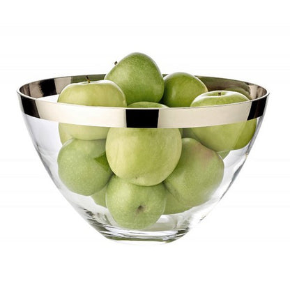 Holly Kristal Decoratieschaal - Handgeblazen met Platina Rand 30cm