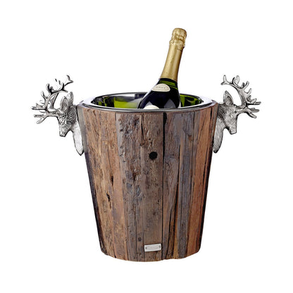 Exclusieve Champagnekoeler Milwaukee - Teak Hout met RVS