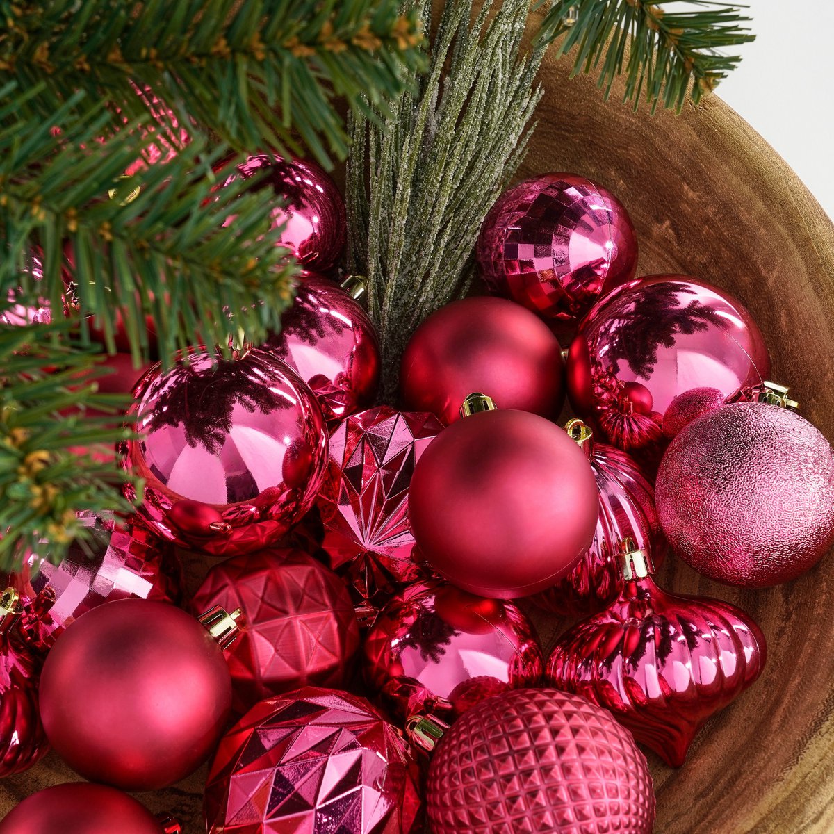 Luxe Kerstballenset Fuchsia - 60 Onbreekbare Kerstballen