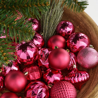 Luxe Kerstballenset Fuchsia - 60 Onbreekbare Kerstballen