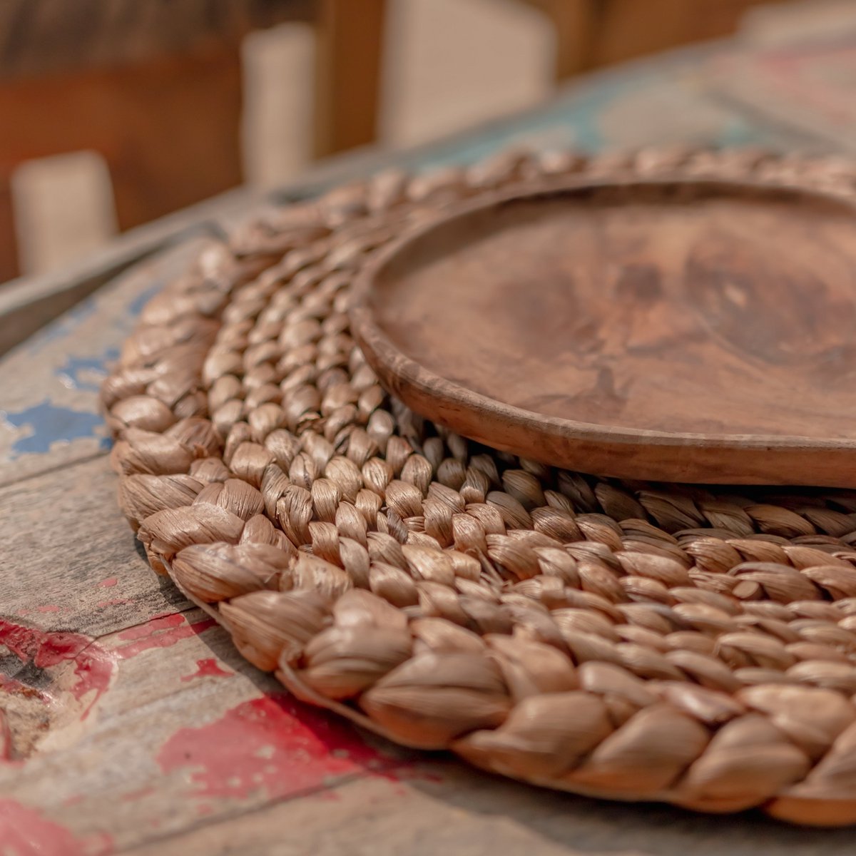 PANDAWA Waterhyacint Placemats - Boho Tafelmat 38cm Set