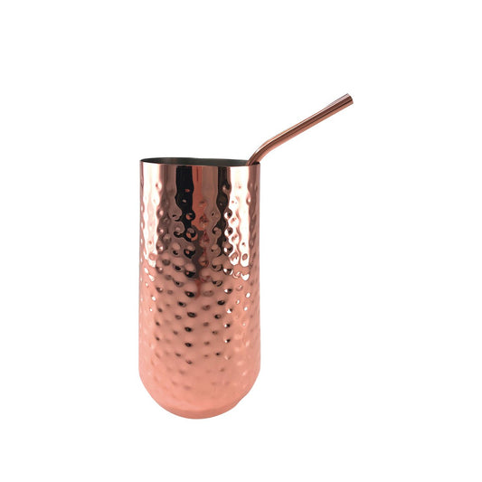 Luxe Cocktailglas met Koperen Rietje | Vintage Barware Set