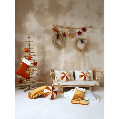 Kerst Familiekous Gold Candy - Velours met Bont - 38 cm