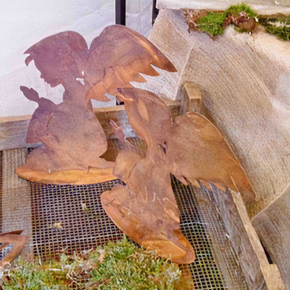 Metalen Biddende Engel Kerstdecoratie - Patina Afwerking